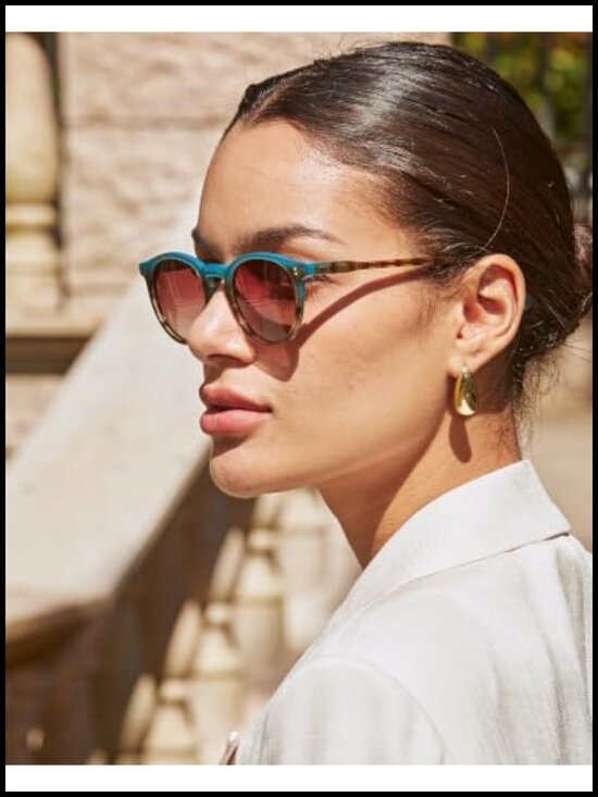 Round Acetate Polarized Sunglasses UV Protection Classic Retro